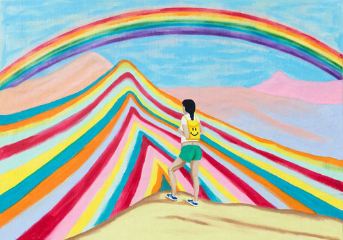 Rainbow Mountain, 2020, vinylfärg på linneväv (utan ram) Foto Nora Bencivenni.