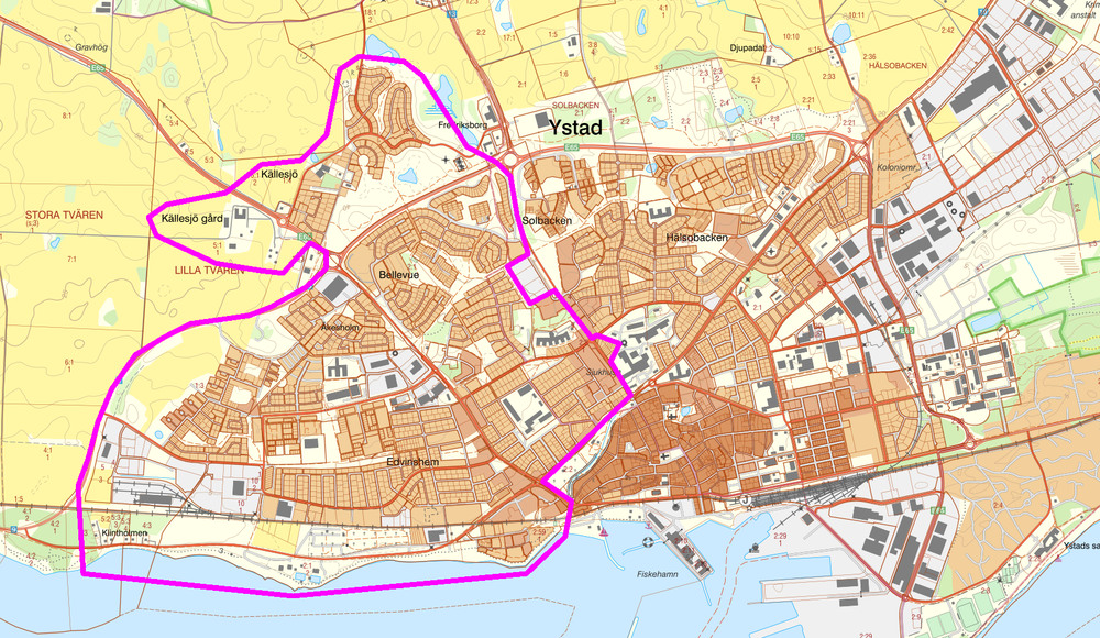 Karta över Ystad