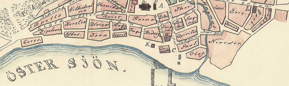 1843. Stadskarta. Osignerad (ägs av Ystads Kulturhistoriska Förening)